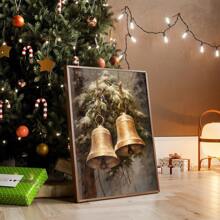 1 pieza Cartel de arte rústico vintage con campanas de Navidad sin marco, impresión en lienzo de pintura abstracta de vacaciones vintage para decoración del hogar, ideal como regalo para dormitorio, apartamento, sala de estar, dormitorio, decoración navideña, decoración de Navidad, decoración del árbol de Navidad, regalo de Navidad, decoración de Acción de Gracias, decoración de boda, decoración de otoño, decoración de cumpleaños, suministros para fiestas, decoración de interiores, decoración de festivales, decoración de Halloween, decoración de pared, adornos de Halloween