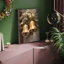 1 pieza Cartel de arte rústico vintage con campanas de Navidad sin marco, impresión en lienzo de pintura abstracta de vacaciones vintage para decoración del hogar, ideal como regalo para dormitorio, apartamento, sala de estar, dormitorio, decoración navideña, decoración de Navidad, decoración del árbol de Navidad, regalo de Navidad, decoración de Acción de Gracias, decoración de boda, decoración de otoño, decoración de cumpleaños, suministros para fiestas, decoración de interiores, decoración de festivales, decoración de Halloween, decoración de pared, adornos de Halloween