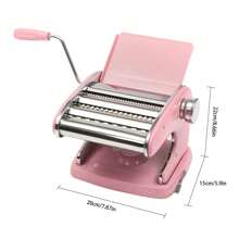 Máquina para hacer pasta con 6 ajustes de espesor regulables, máquina rodante para hacer pasta fresca para espaguetis, fideos, fettuccine de acero inoxidable - Rosa - Ver 2