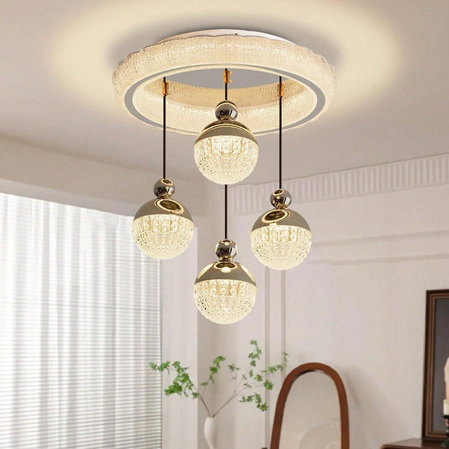Yucclim New For 2024 Modern Gold LED Chandeliers, 3Color Dimmable