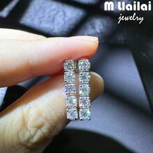 1 对 S925 银莫桑石钻石流苏耳钉，男女通用日常/派对/婚礼/求婚/新年礼物 - 銀色 - 查看 2