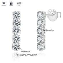 1 对 S925 银莫桑石钻石流苏耳钉，男女通用日常/派对/婚礼/求婚/新年礼物 - 銀色 - 查看 6