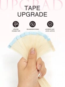10 Pcs Mini Tape In Hair Extensions Human Hair Color 60 Platinum Blonde 14-22 Inch Remy Human Hair Invisible Tape In Hair Extensions - S60 - View 5