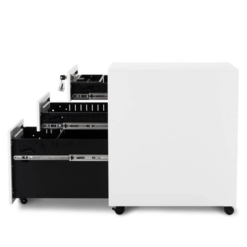 3 Drawers 5 Wheels Mobile File Filing Pedestal Lockable Storage