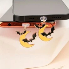 1 个万圣节邪恶月亮和蝙蝠手机防尘塞：用节日饰品保护您的设备 - 兼容 iPhone、Type-C 和 Android 设备 - 彩色 - 查看 11