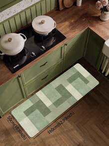 1 件硅藻土厨房垫，现代摩洛哥几何绿色拼布设计，软橡胶缓冲抗疲劳厨房地毯，吸水，防滑，适用于厨房、浴室、洗衣房、入口 - 彩色 - 查看 14