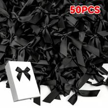 Paquete de 50 lazos de cinta de satén, para envolver regalos, decoración, hacer diademas y pinzas para el cabello, cestas de regalo, paquetes de cumpleaños, decoraciones navideñas, decoración de oficina, coronas, bodas, despedidas de soltera, suministros de fiesta de San Valentín