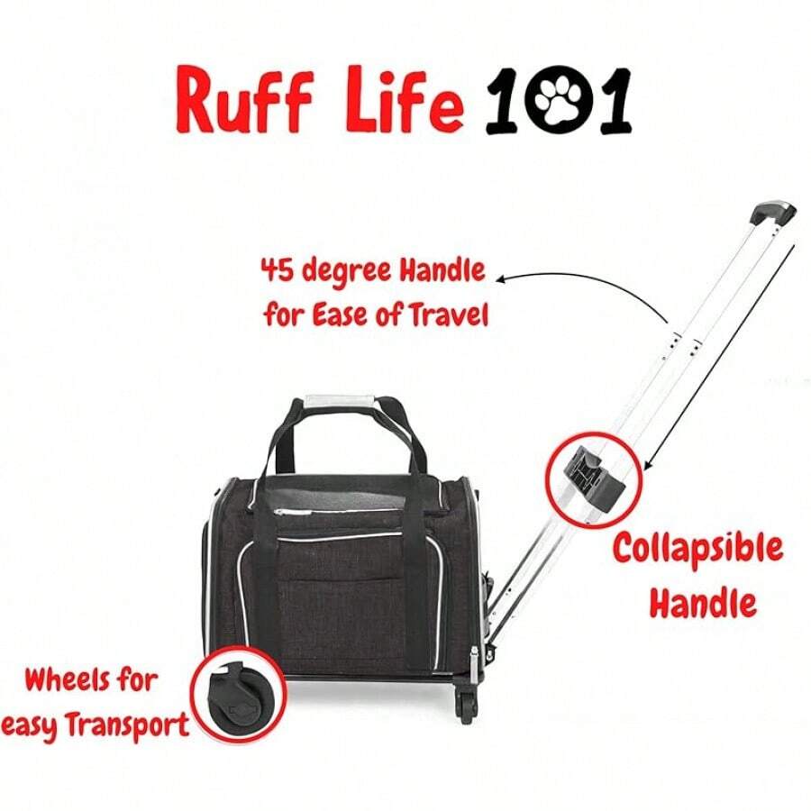 Airline Approved Expandable Premium Pet Carrier On Wheels Two Sided