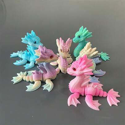 1pc Mini Sea Dragon 3D Printing Model, Scales Colorful And Shiny, Eyes Gradient Gloss - Perfect Choice For Home Decor And Desk Accessories