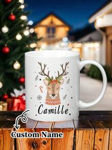 1pc 11 Oz Personalised Christmas Family Mugs With Reindeer & Name, Christmas Eve Box Or Stocking Filler,Custom Christmas Mug, - Multicolor - View 15