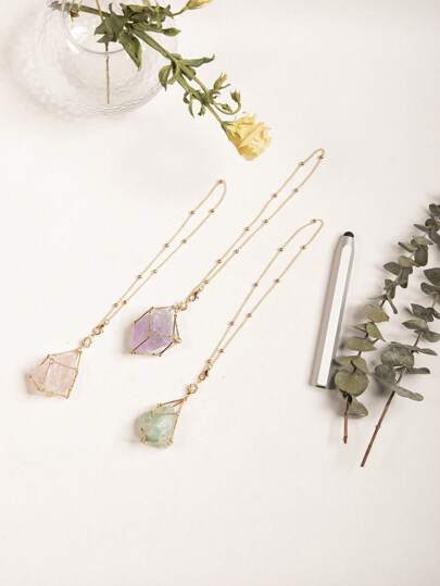 1 件天然萤石原石汽车后视镜装饰金属竹编吊坠能量石祈祷配件园艺工艺品家居装饰节日礼物、家居装饰、房间装饰、墙面装饰