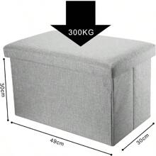 Baúl Banca Almacenamiento Plegable Otomano Zapatera Taburete - Gris - Ver 4