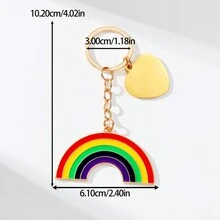 1 件彩虹心形优雅可爱休闲铁合金定制钥匙扣，送给朋友的彩虹主题生日礼物，特殊场合纪念礼物，送给彩虹爱好者的礼物 - 金色 - 查看 2