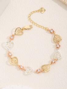 1 pieza Pulsera clásica con forma de corazón de 15 años, adecuada para regalar a amigos y novias, para uso diario y festividades para mujeres