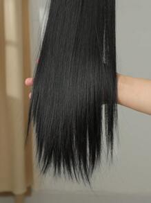 Extensiones de cabello sintético de 26 pulgadas con clip, peluca de cola de caballo larga y recta, resistente al calor, para mujeres - Negro - Ver 6