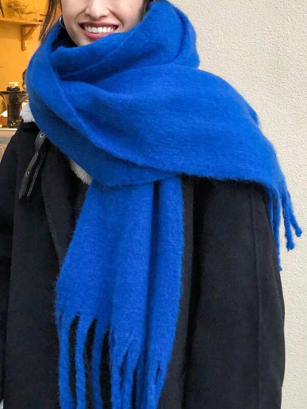 女士冬季格子双面羊毛围巾保暖披肩，秋冬季双面撞色心形格子设计大号柔软围巾，女士配饰