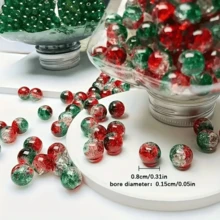 50/100/150/200 hạt thủy tinh nứt màu chuyển sắc - Đỏ & Xanh lá Ombre, dùng làm đồ trang sức DIY, vòng cổ thời trang, vòng tay, hoa tai, dây điện thoại, móc chìa khóa, mặt dây chuyền - Nhiều màu - Xem 8