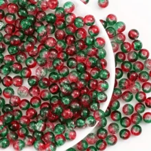 50/100/150/200 hạt thủy tinh nứt màu chuyển sắc - Đỏ & Xanh lá Ombre, dùng làm đồ trang sức DIY, vòng cổ thời trang, vòng tay, hoa tai, dây điện thoại, móc chìa khóa, mặt dây chuyền - Nhiều màu - Xem 6