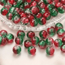 50/100/150/200 hạt thủy tinh nứt màu chuyển sắc - Đỏ & Xanh lá Ombre, dùng làm đồ trang sức DIY, vòng cổ thời trang, vòng tay, hoa tai, dây điện thoại, móc chìa khóa, mặt dây chuyền - Nhiều màu - Xem 5