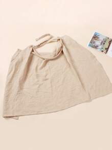 1件装透气棉纱多功能哺乳巾，可作哺乳围巾、婴儿车遮阳罩和防风罩 - 卡其色 - 查看 2