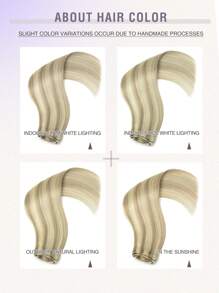 7pcs Clip-In Hair Extensions, Real Human Hair, Color 18/613 Ash Blonde Highlights, 14-22 Inch Straight, Remy Human Hair Clip-In Extensions, Seamless Clip-In Hair Pieces - S18/613 - View 9