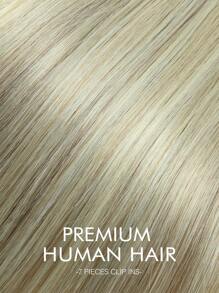 7pcs Clip-In Hair Extensions, Real Human Hair, Color 18/613 Ash Blonde Highlights, 14-22 Inch Straight, Remy Human Hair Clip-In Extensions, Seamless Clip-In Hair Pieces - S18/613 - View 6