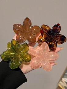 Set de 4 pinzas de flor de acrílico para el cabello de señora, de 8cm/3,15 pulgadas, esquema de color elegante, accesorios de moda europeos y estadounidenses para el cabello con flores, pinzas para el cabello, ganchos para el cabello, sujetadores para el cabello