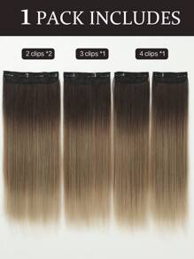 4pcs Ombre 22 Inch Long Straight Clip-In Hair Extensions For Women, Synthetic Hair Extensions - Ombre - View 8