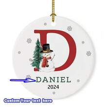 1pc Customizable Christmas Ornament - Personalized 26 Letter Alphabet Name - Festive Decoration, Customize Name Text, Christmas Gift For Yourself, Friends, Girlfriend, 8*8cm Round Ball Ornament,Christmas