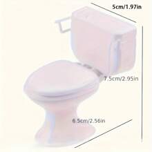 1 Stück charmante Miniatur-Toiletten-Deko - aus weißem Kunststoff, manuelles Kippdesign für Badezimmer-Ausstellungsdekoration, weißer Elefant Gag-Geschenk, über der Toilette, Miniaturfiguren