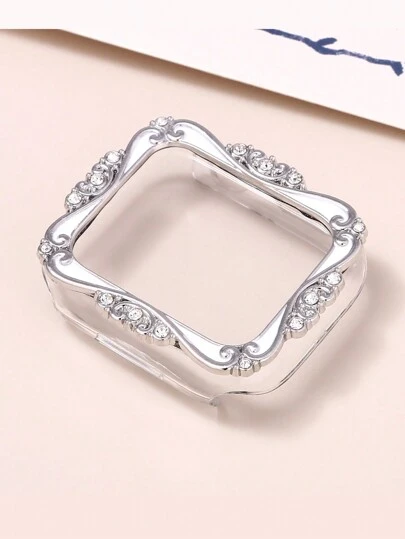 1个全新简约风格表壳，花卉钻石纹理，不含屏幕保护膜，触感顺滑，适用于 Series 9/8/7/6/5/4/3/2/1/SE，可用于DIY手工制作