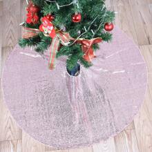 1pc 36/48 Inch Gold Sequined Christmas Tree Skirt, Shiny Christmas Tree Skirt For New Year Party Indoor Holiday Tree Decor Best Gifts Birthday Home Decor Christmas Decorations Room Decor Winter