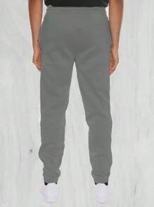 Men's Basic Drawstring Waist & Cuffed Casual Sweatpants For Outdoor Running, Spring And Fall - 深灰色 - 查看 8