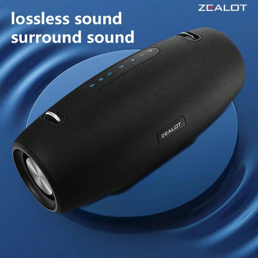 Zealot S67 无线扬声器，带肩带，户外，防水，便携式扬声器，具有响亮的立体声和震撼的低音，播放时间长达 40 小时。 - 黑色 - 查看 1