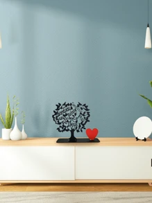 Árvore Decorativa com Palavras de Madeira Para Mesa - Preto - Visão 3