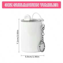 AGH 48 PACK Sublimation 3oz Straight Tumbler White Blank Stainless Steel Shot Glass With Keychain And Lid - 白色 - 查看 2