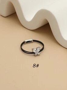 1pc Cute Sweet Women's Ring Fashion Invisible Transparent Line Pretty Butterfly Zirconia Ring Jewelry Party Gift - Multicolor - View 6