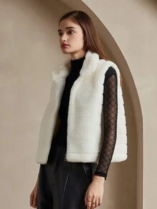 ZIAI 拉链无袖蓬松背心，短款