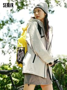 SEMIR Men's Fall Waterproof Hooded Outdoor Couple's Jacket - Khaki - View 4