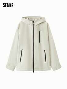 SEMIR Men's Fall Waterproof Hooded Outdoor Couple's Jacket - Khaki - View 5