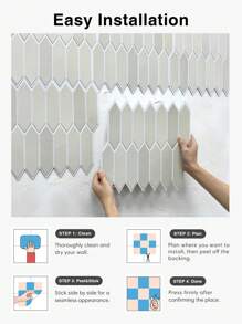 COMMOMY 3D Tile Stickers, 3D Elongated Hexagon Peel And Stick Wall Tiles, Matte, Water And Mold Proof, Thicker Design, 30 X 30cm, For Kitchen Backsplash, RVs, Renters Wall Decor, Bedroom Decor, Pink Room Decor - Multicolor - View 11