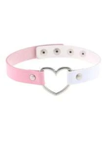 1pc Punk Gothic Rivet Pink Choker Necklace, Suitable For Women Daily Party Wear, Halloween Christmas Party Creative Birthday Valentine's Day Gift - Pink - View 8