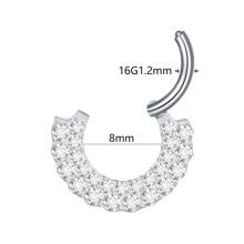 1 chiếc khuyên tai tròn titan hai hàng Zirconia cho phụ nữ xỏ khuyên sụn vành tai Daith trang sức cơ thể - TF649 - Xem 3