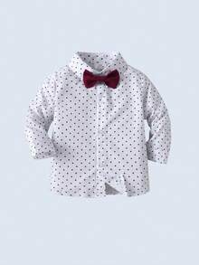 BOARNSEORL 3 件套男婴绅士服装套装：长袖衬衫、蝴蝶结背心和酒红色裤子，适合生日派对、婚礼、周年庆典等场合 - 酒紅色 - 查看 8