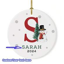 1pc Customizable Christmas Ornament - Personalized 26 Letter Alphabet Name - Festive Decoration, Customize Name Text, Christmas Gift For Yourself, Friends, Girlfriend, 8*8cm Round Ball Ornament,Christmas