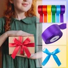 25 yardas de cinta decorativa para ramos de flores, cinta de satén de 4 cm para envolver regalos, lazos para empaquetar regalos de Navidad y San Valentín - Rojo, naranja, amarillo, verde, azul y morado - Ver 9