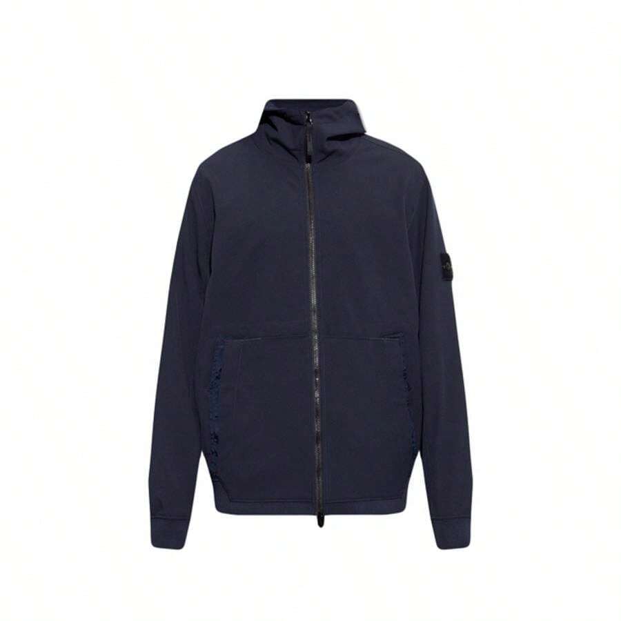 Stone Island Men's Wappen Patch Softshell Zip Up Hoodie Navy SHEIN USA