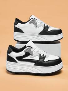 2024 New Kids Shoes Multi-Function Roller Shoes Network Breathable White & Black Unisex Children Sneakers, 4 Seasons - Black and White - View 4