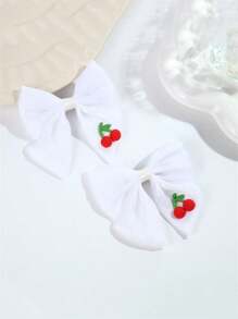 1pc/2pcs Dainty Sweet Cherry White Bow Hair Clips, Elegant Women Clip For Ponytail Hairstyles Decoration,Hair Accessories,Hair Barrettes Claw Clips - Multicolor - View 5