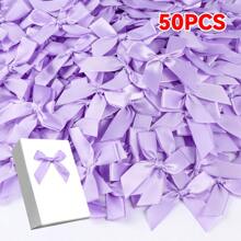 Paquete de 50 lazos de cinta de satén, para envolver regalos, decoración, hacer diademas y pinzas para el cabello, cestas de regalo, paquetes de cumpleaños, decoraciones navideñas, decoración de oficina, coronas, bodas, despedidas de soltera, suministros de fiesta de San Valentín